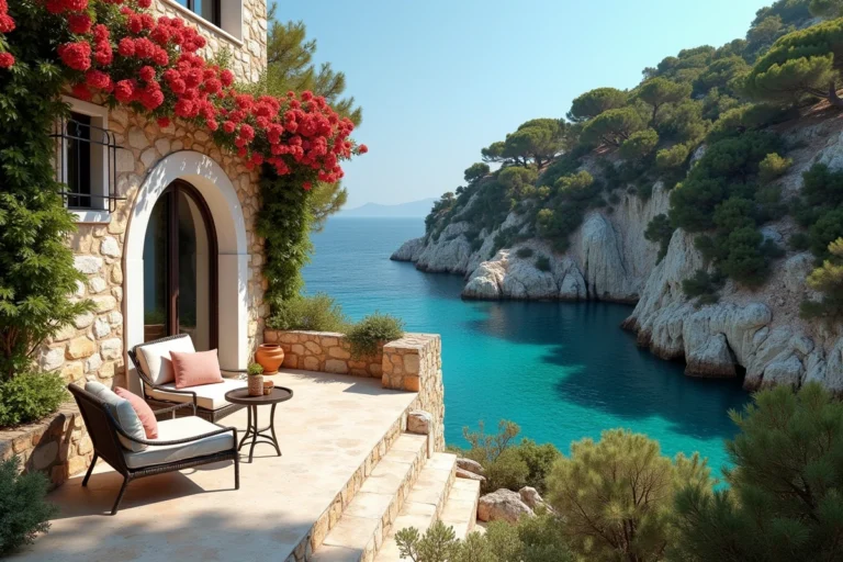 Villa de luxe en Corse avec terrasse privée surplombant une crique turquoise cachée près de Porto-Vecchio